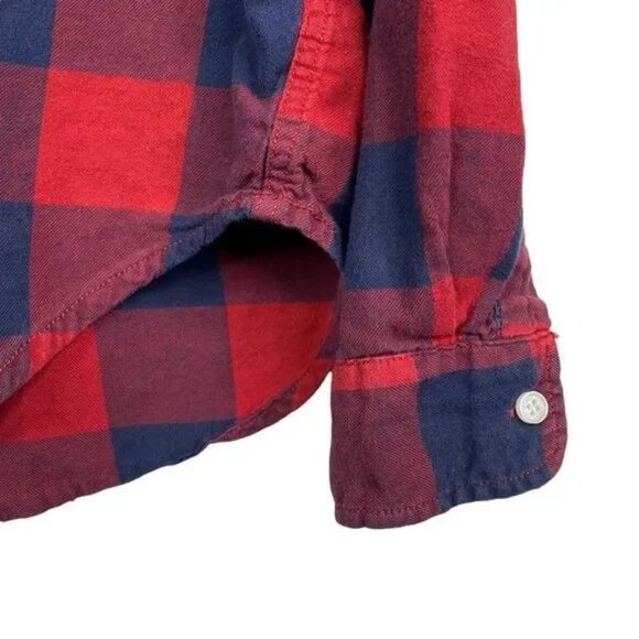 L.O.G.G. BY H&M WOMEN'S BLUE/RED BUFFALO PLAID BUTTON DOWN SHIRT 4 - Picture 4 of 6